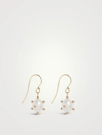 Recycled 14K Gold Oval Pearl Drop Earrings