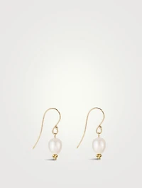 Recycled 14K Gold Oval Pearl Hook Earrings