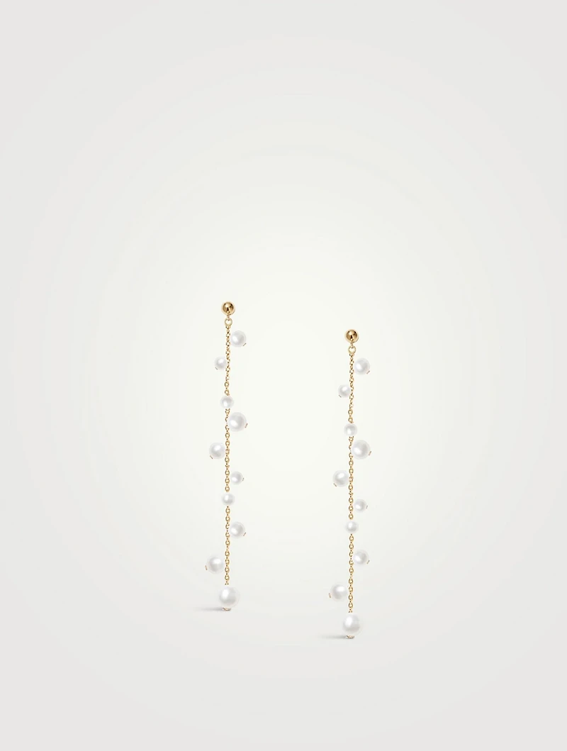14K Gold Pearl Bubble Drop Earrings