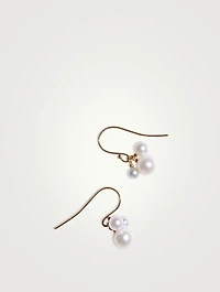 Recycled 14K Gold Triple Pearl Dangle Earrings