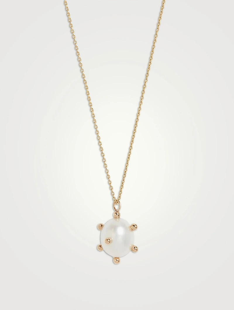 14K Gold Oval Pearl Necklace
