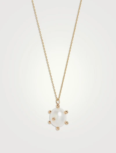 14K Gold Oval Pearl Necklace