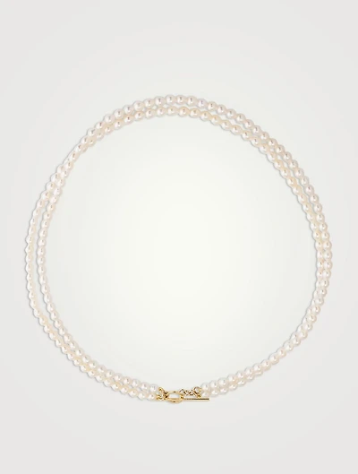 Recycled 14K Gold Double Keshi Pearl Strand Necklace
