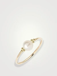 Recycled 14K Gold Pearl Trio Bead Ring