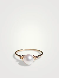 Recycled 14K Gold Pearl Trio Bead Ring