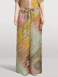 Tallow Printed Silk Wide-Leg Pants