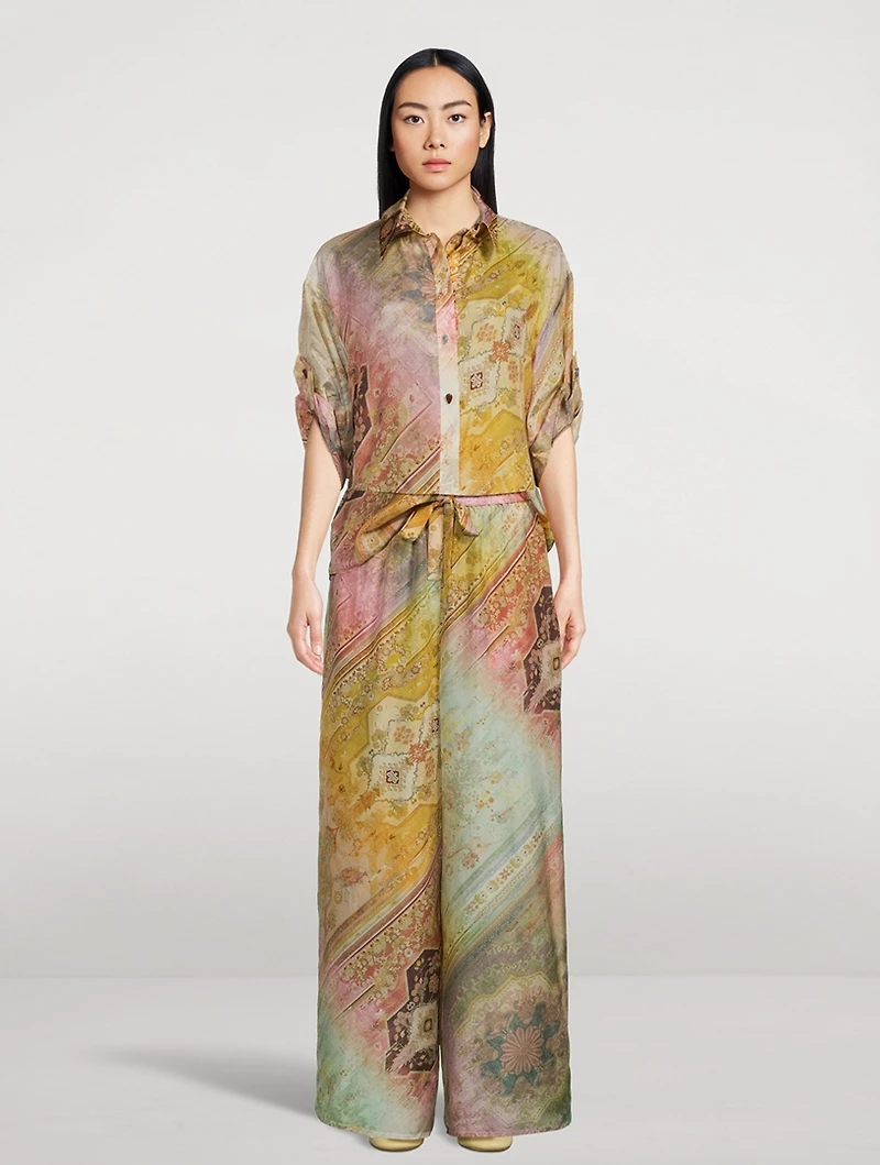 Tallow Printed Silk Wide-Leg Pants