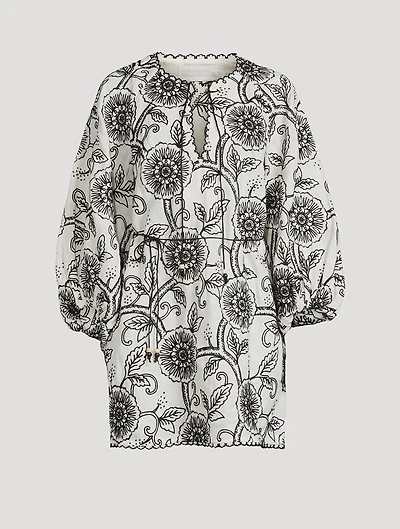 Tallow Floral-Embroidered Linen Mini Dress