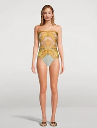 Maxine Strapless One-Piece Swimsuit Paisley Print
