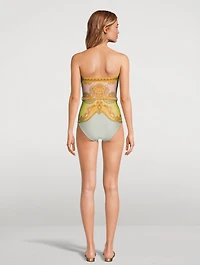 Maxine Strapless One-Piece Swimsuit Paisley Print