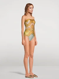 Maxine Strapless One-Piece Swimsuit Paisley Print