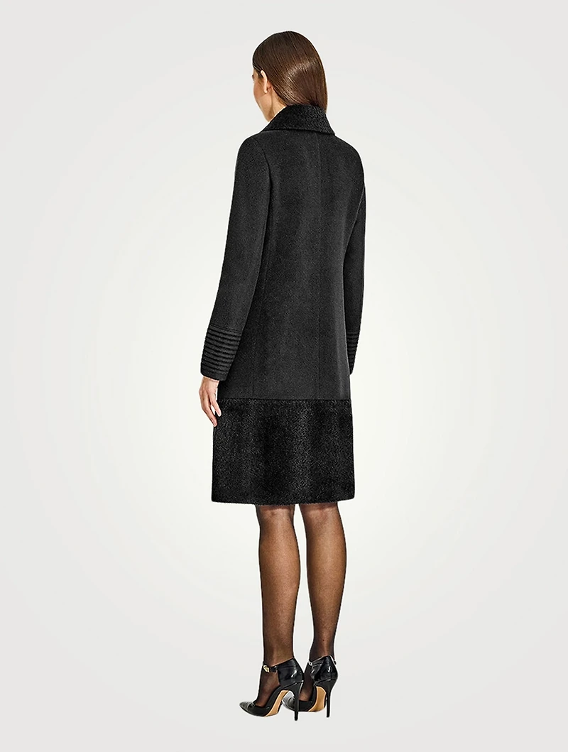 Bouclé-Trimmed Baby Alpaca Coat