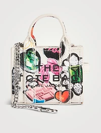 The Nano Leather Tote Bag Charm In Sticker Print
