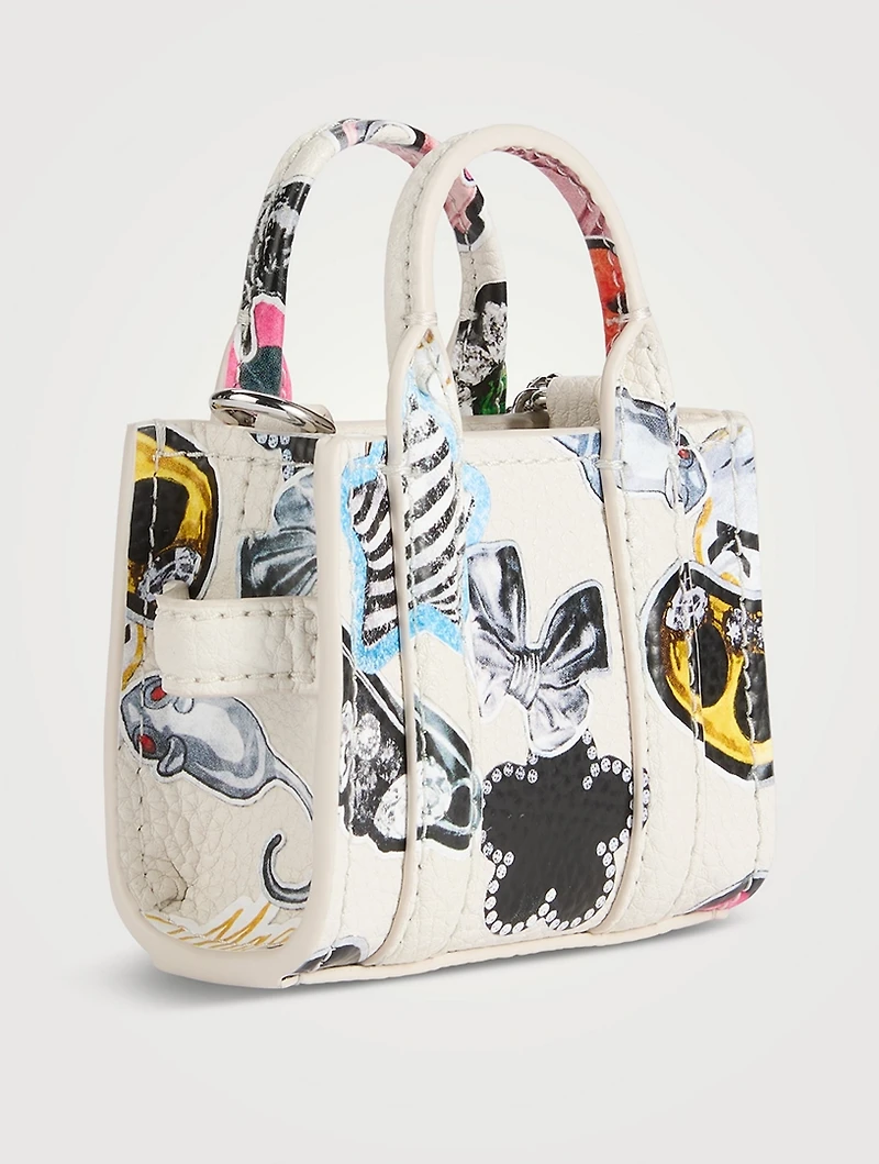 The Nano Leather Tote Bag Charm In Sticker Print