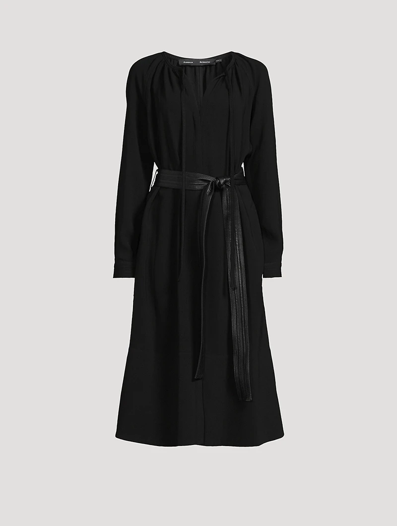 Enya Belted Double Crêpe Midi Dress
