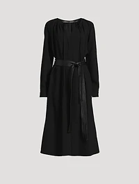 Enya Belted Double Crêpe Midi Dress