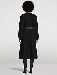 Enya Belted Double Crêpe Midi Dress