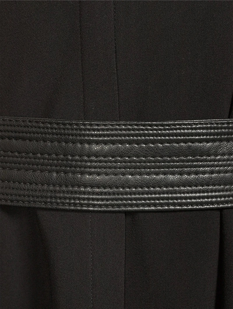 Enya Belted Double Crêpe Midi Dress
