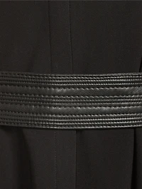 Enya Belted Double Crêpe Midi Dress