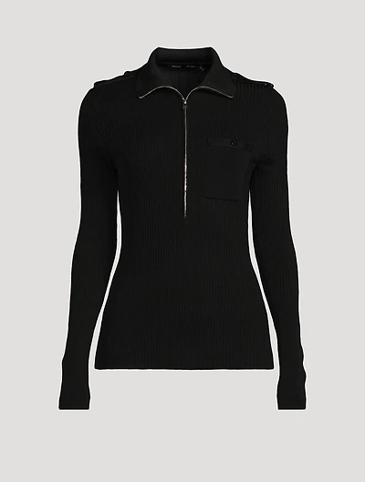 Norah Rib-Knit Half-Zip Sweater