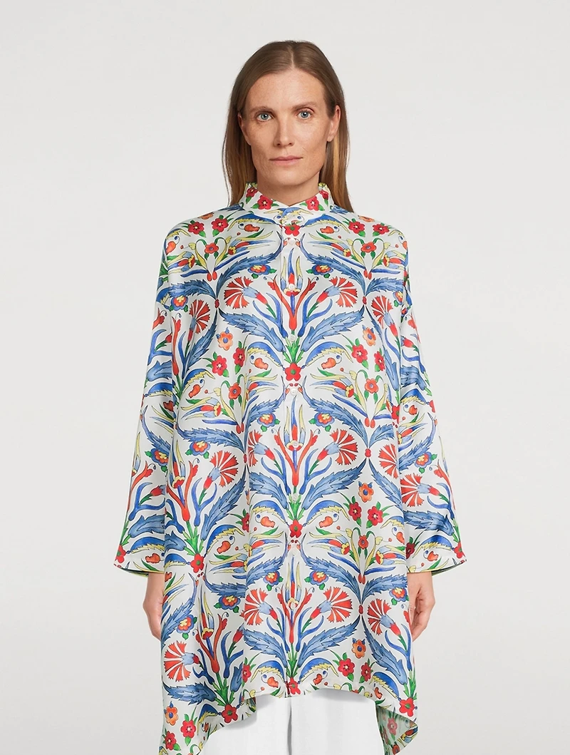 Silk Shirt Carnation Print