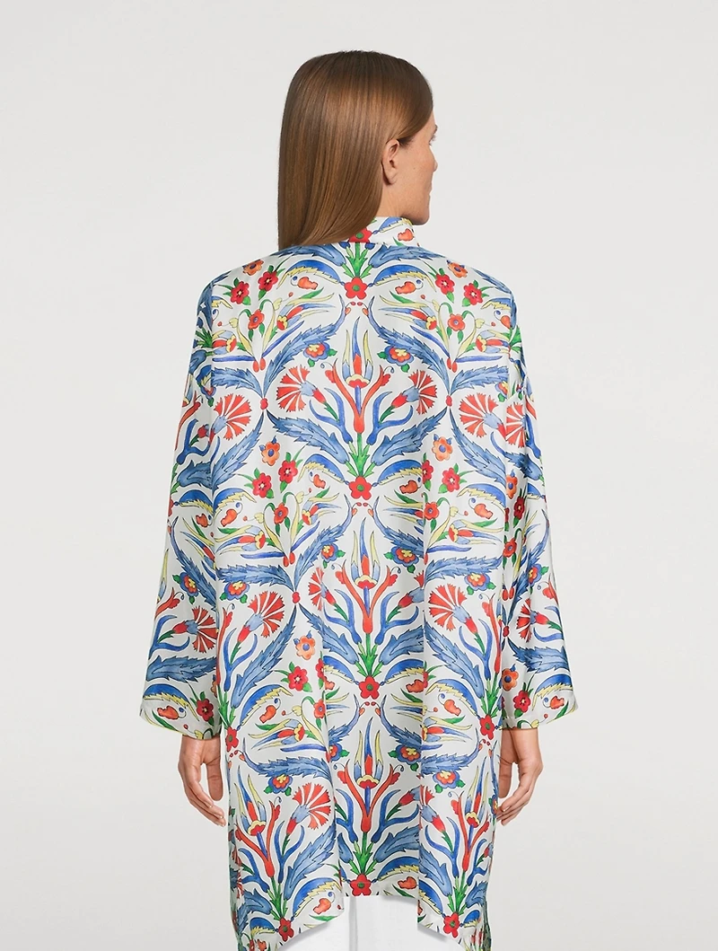 Silk Shirt Carnation Print