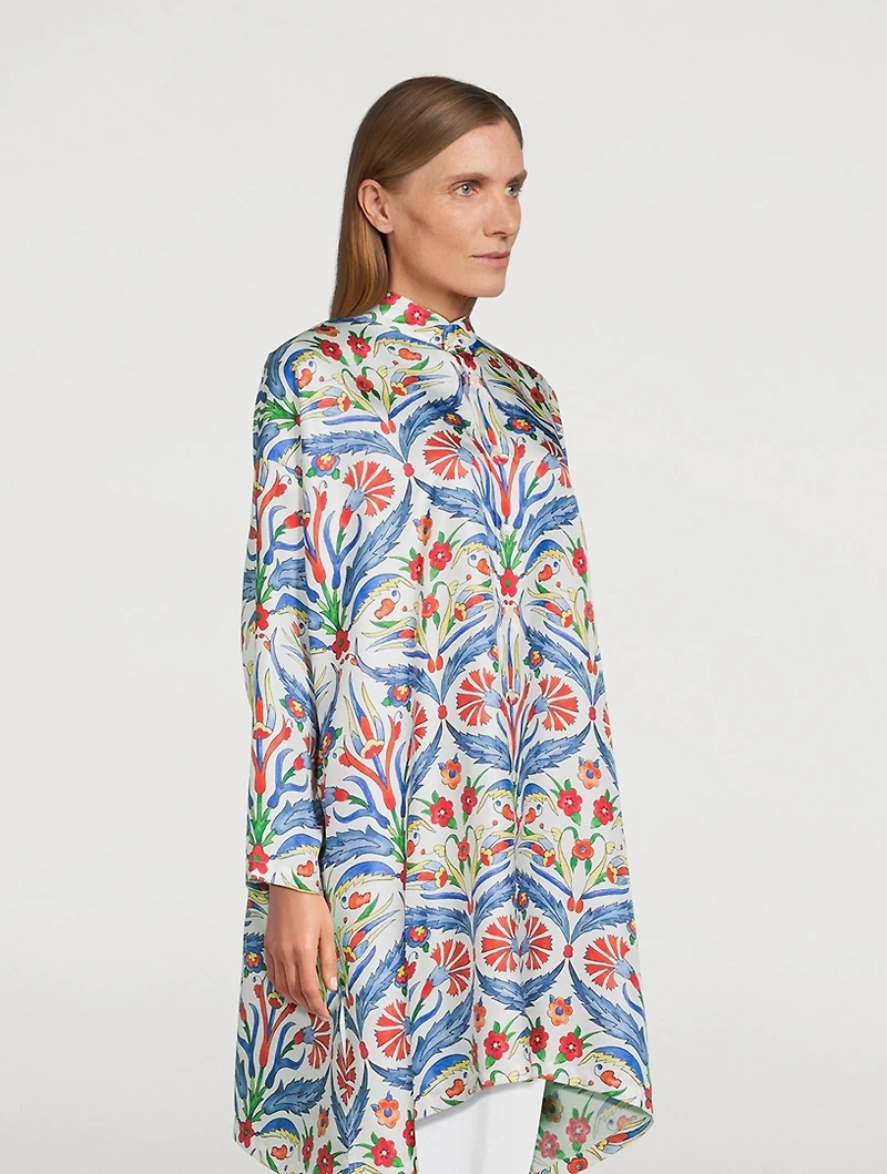 Silk Shirt Carnation Print