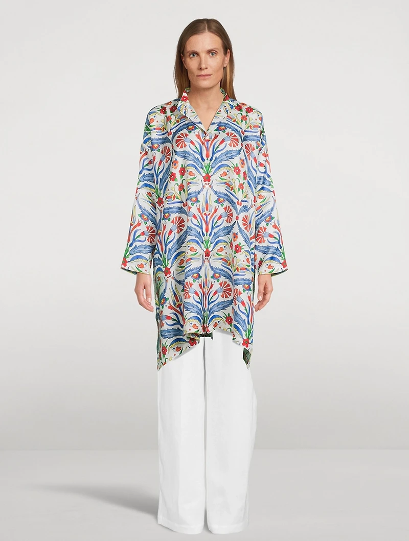 Silk Shirt Carnation Print