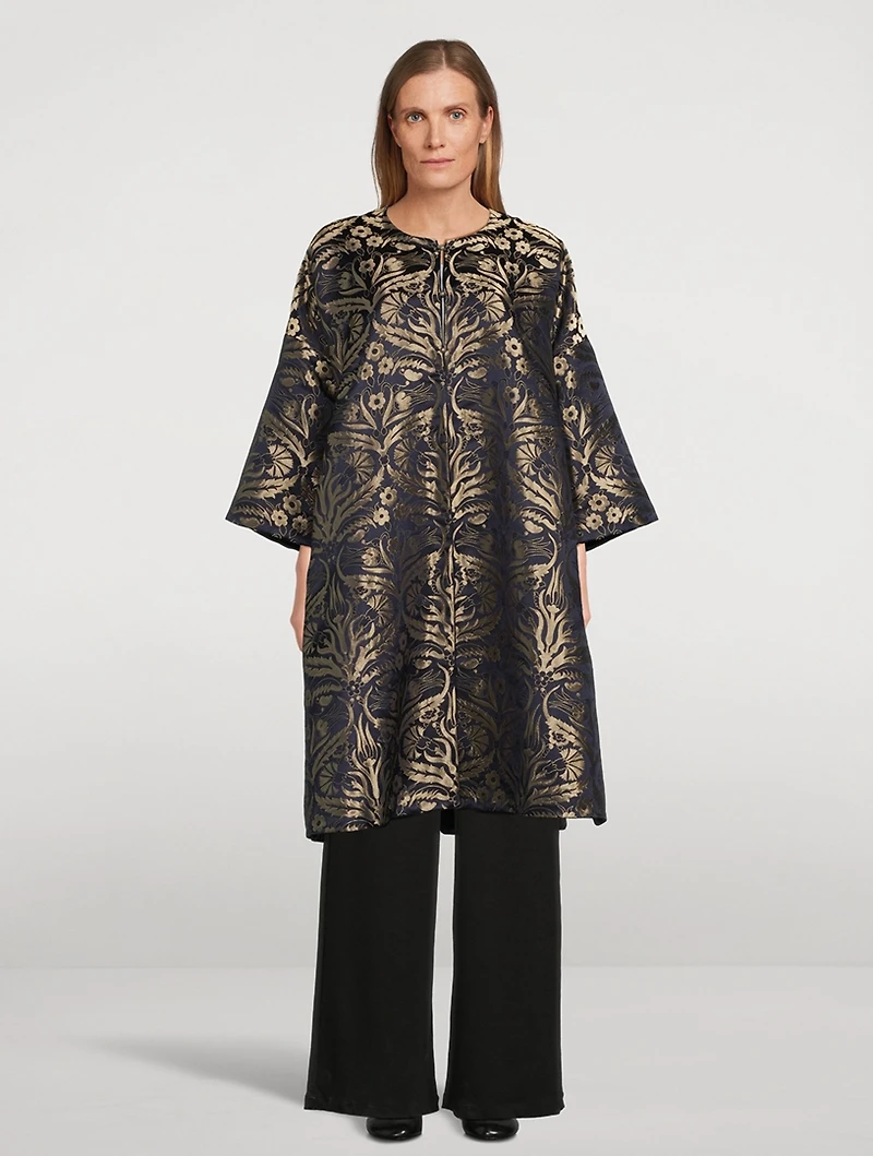 Reversible Metallic Jacquard Coat
