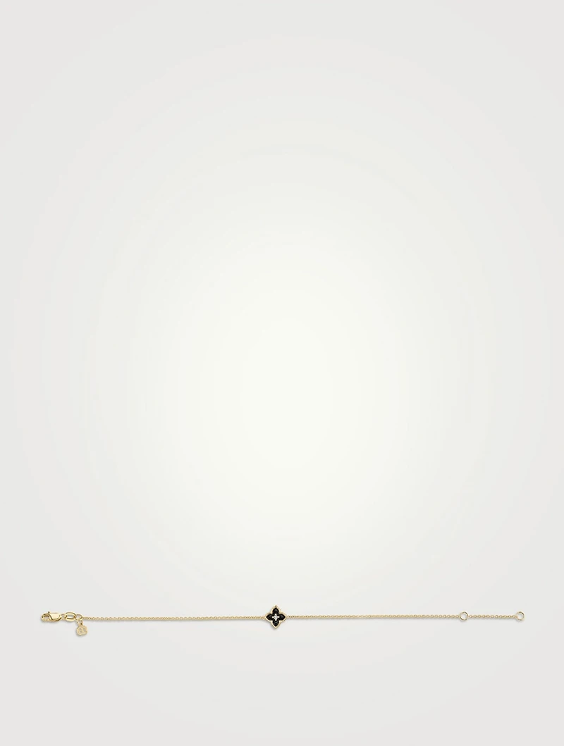 14K Gold Mini Moroccan Charm Chain Bracelet With Diamond