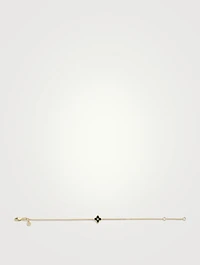 14K Gold Mini Moroccan Charm Chain Bracelet With Diamond