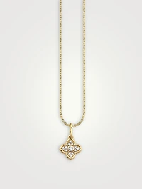14K Gold Mini Moroccan Charm Necklace With Diamonds