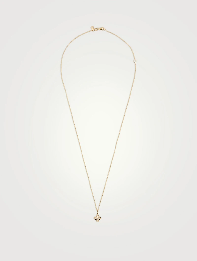 14K Gold Mini Moroccan Charm Necklace With Diamonds