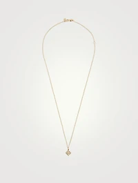 14K Gold Mini Moroccan Charm Necklace With Diamonds