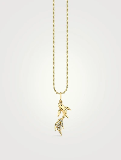 14K Gold Koi Fish Charm Necklace With Diamonds