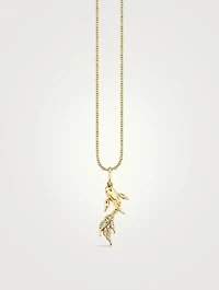 14K Gold Koi Fish Charm Necklace With Diamonds