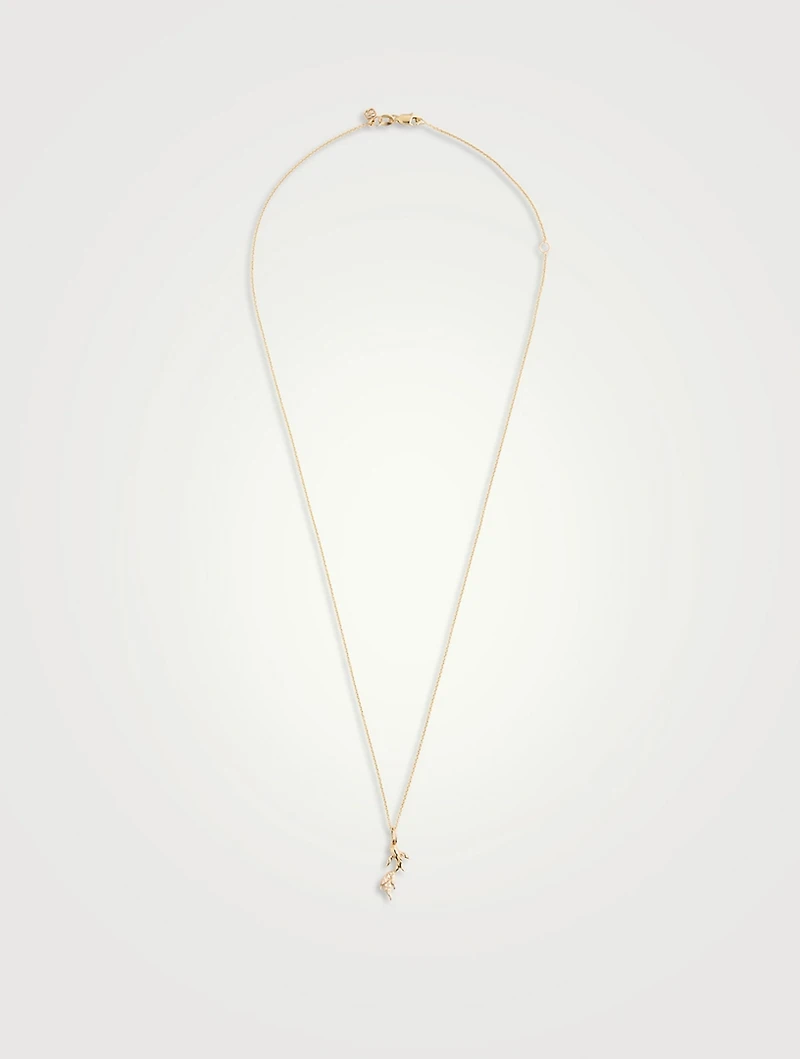 14K Gold Koi Fish Charm Necklace With Diamonds