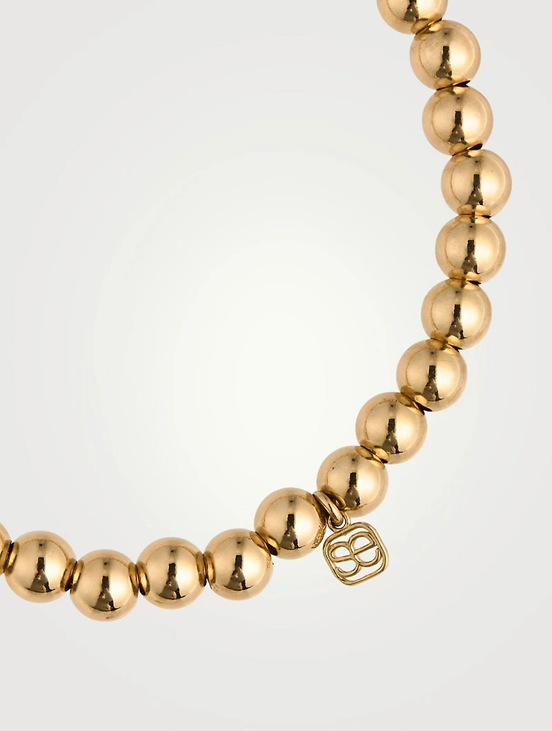 Gold Beaded Bracelet With 14K Gold Diamond Koi Fish Charm