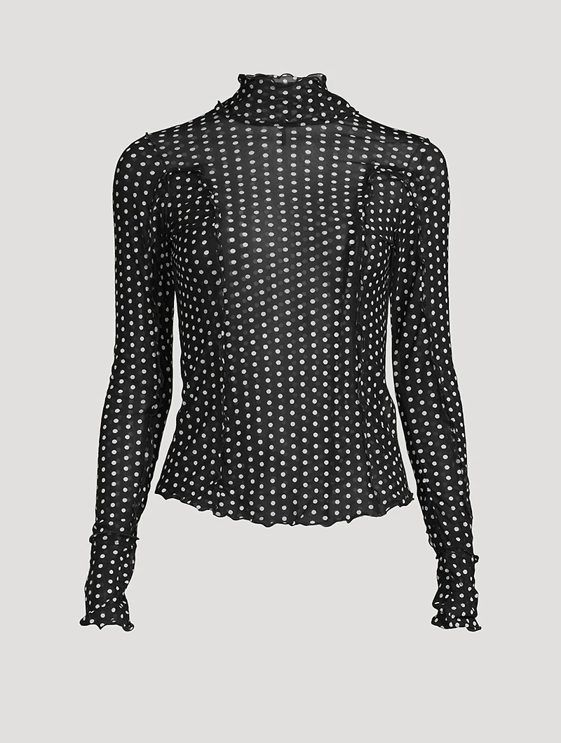 Charlie Mesh Top Polka Dot Print
