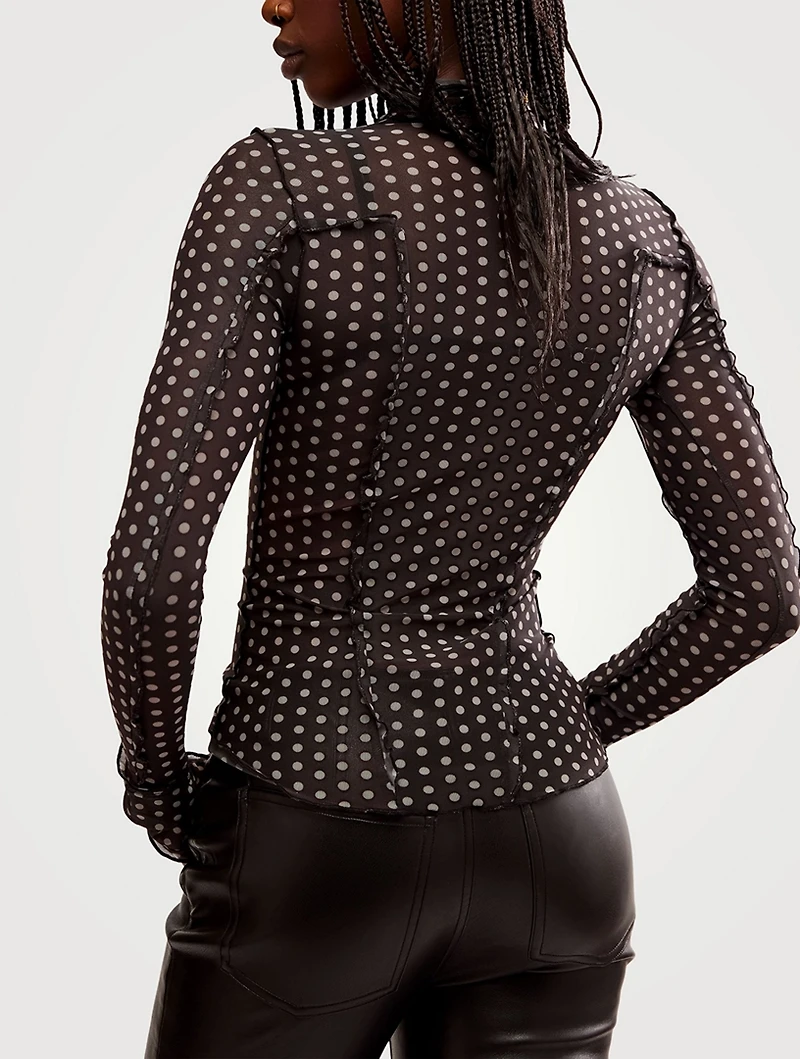 Charlie Mesh Top Polka Dot Print