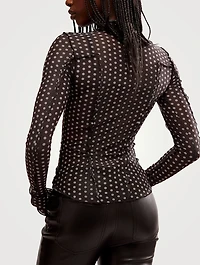 Charlie Mesh Top Polka Dot Print
