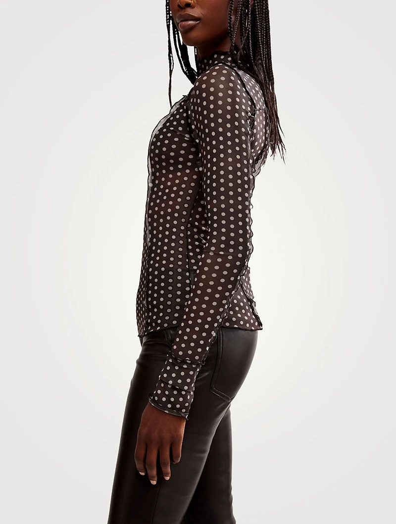 Charlie Mesh Top Polka Dot Print