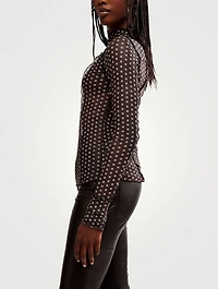 Charlie Mesh Top Polka Dot Print