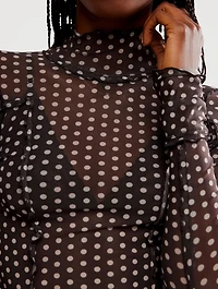 Charlie Mesh Top Polka Dot Print