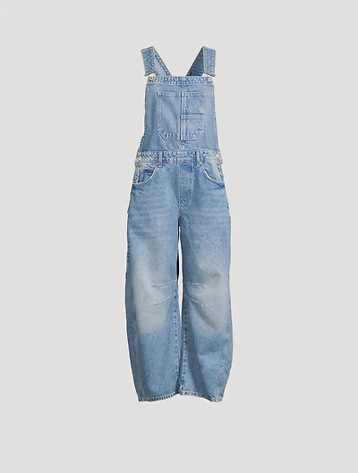 Good Luck Barrel-Leg Denim Overalls