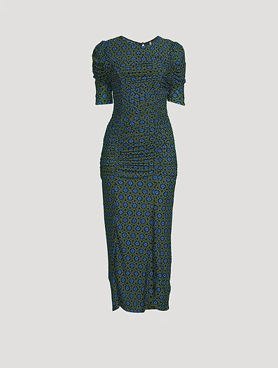 Briella Ruched Midi Dress Floral Print