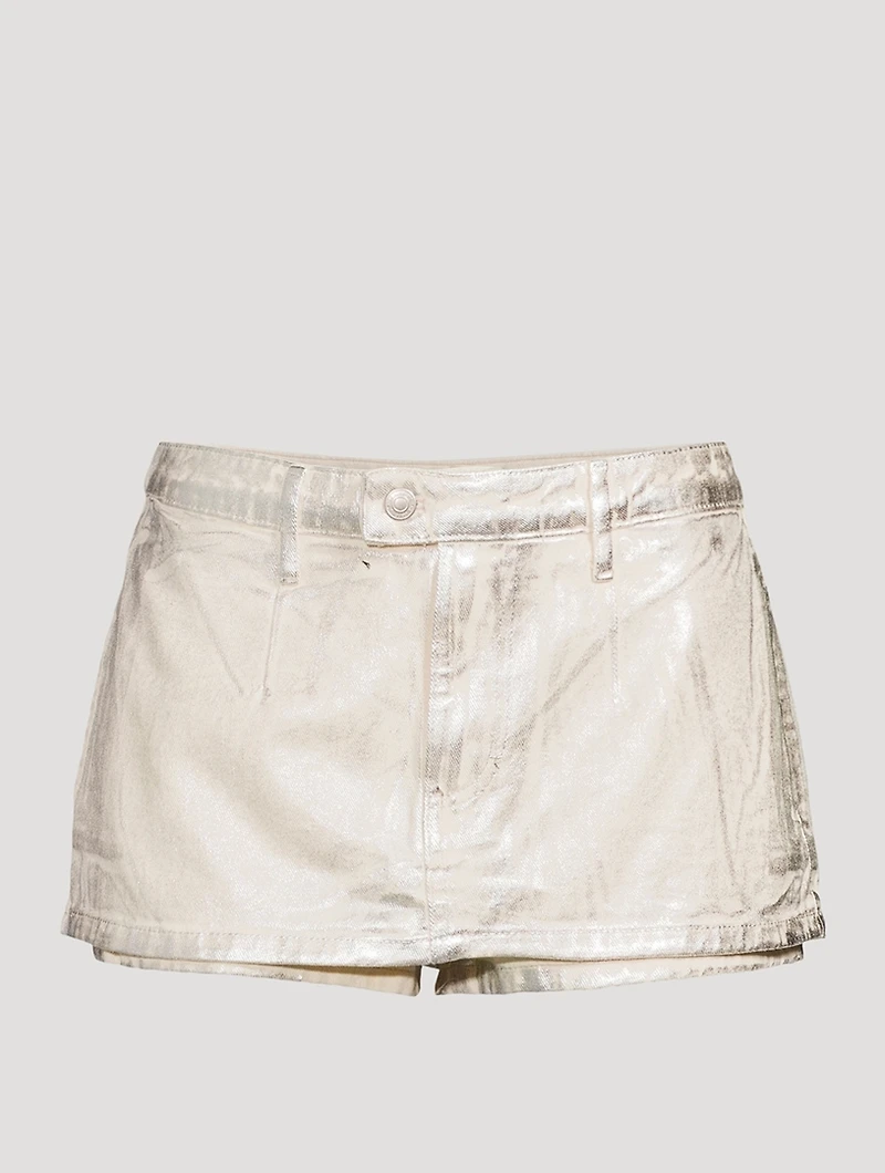 Gallivanting Metallic Denim Skort