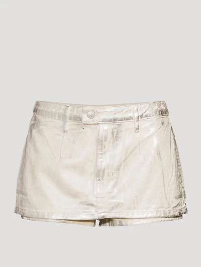 Gallivanting Metallic Denim Skort