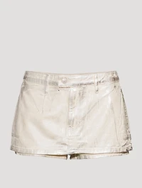 Gallivanting Metallic Denim Skort