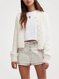 Gallivanting Metallic Denim Skort